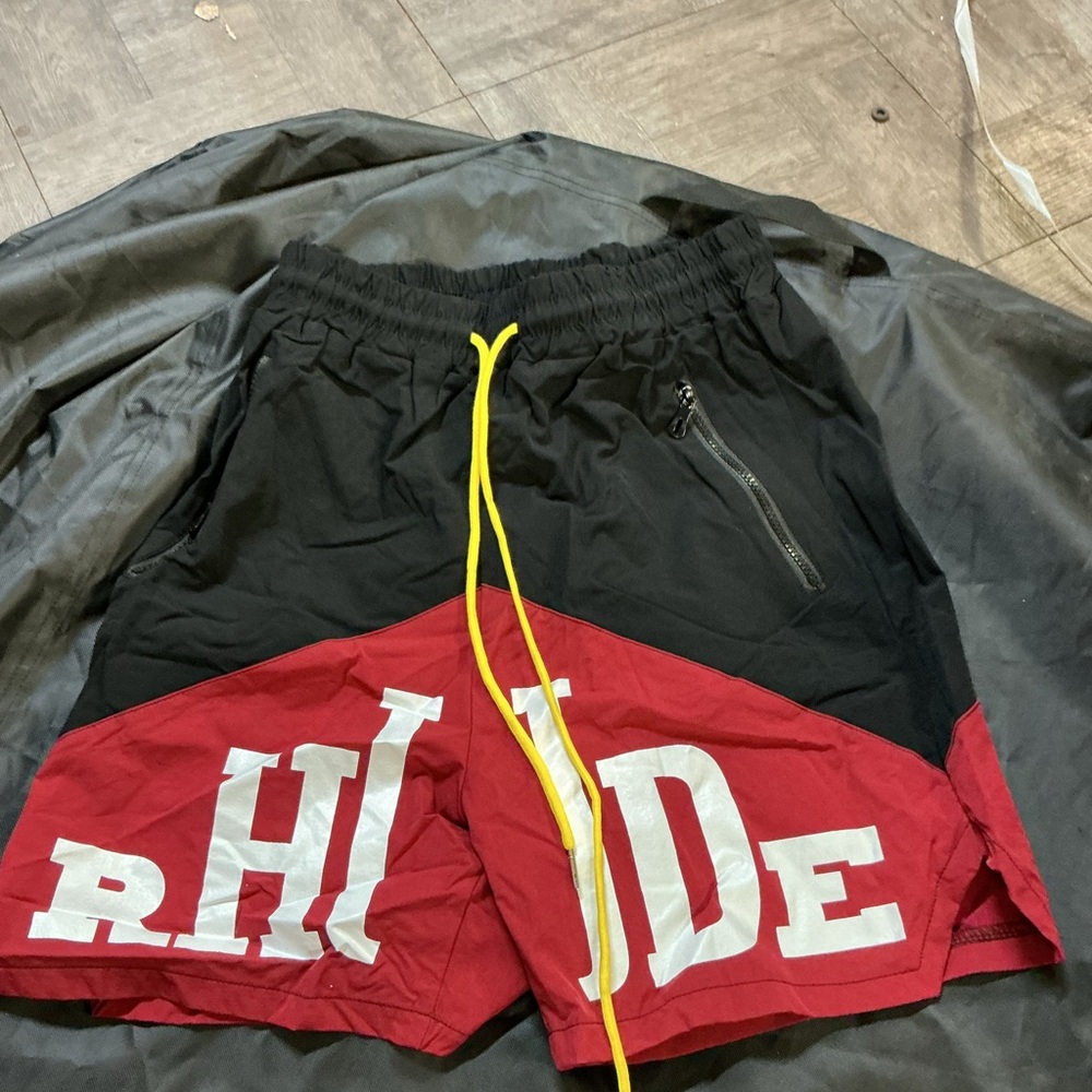 Rhude Black and Red Athletic Shorts